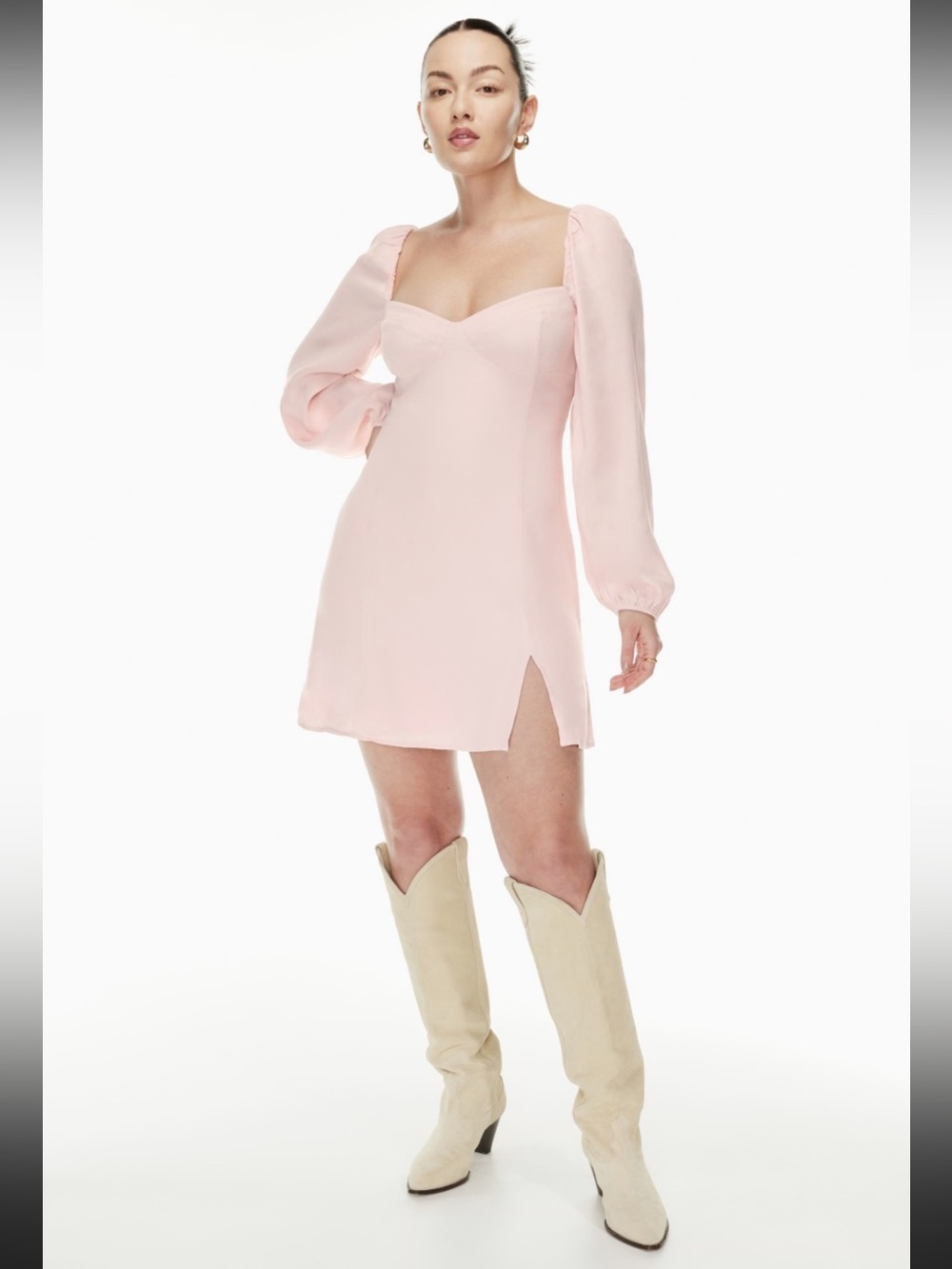 Wilfred  Aritzia Novella dress Light Pink Long-Sleeve Mini Dress size 4